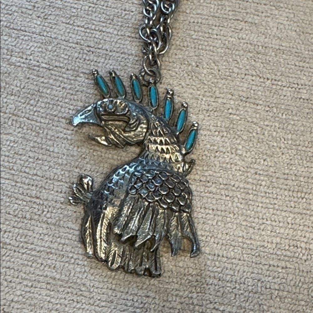 Silver, Turquoise & Rhinestone Necklace